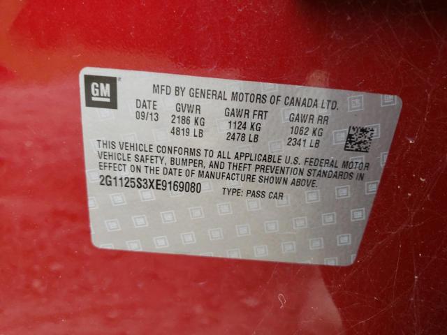 Photo 10 from auction – 2014 CHEVROLET IMPALA LT with VIN 2G1125S3XE9169080