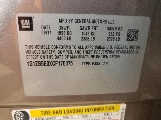 Photo 10 from auction – 2012 CHEVROLET MALIBU LS with VIN 1G1ZB5E0XCF170075