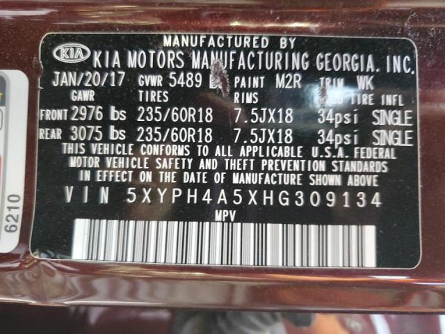 Photo 10 from auction – 2017 KIA SORENTO EX with VIN 5XYPH4A5XHG309134