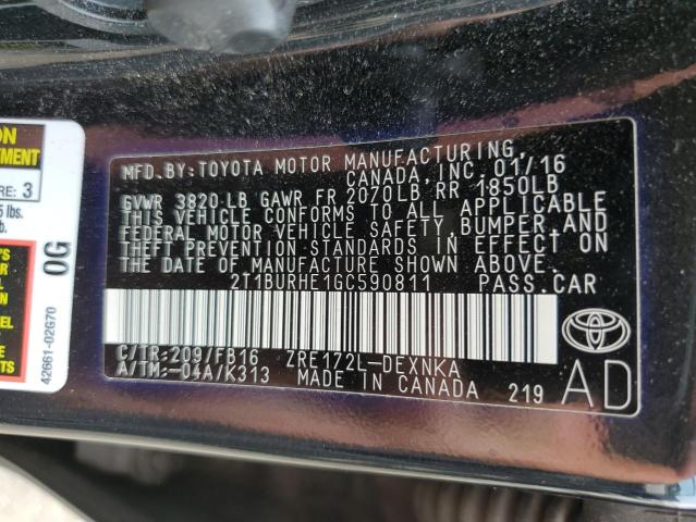 Photo 10 from auction – 2016 TOYOTA COROLLA L with VIN 2T1BURHE1GC590811