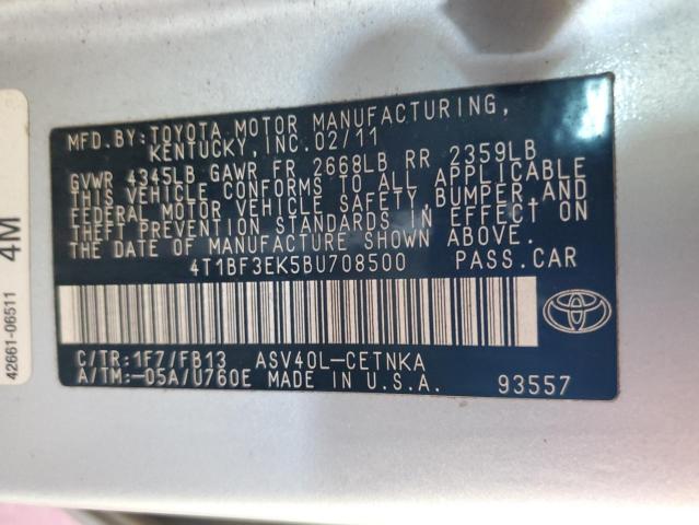 Photo 10 from auction – 2011 TOYOTA CAMRY BASE with VIN 4T1BF3EK5BU708500