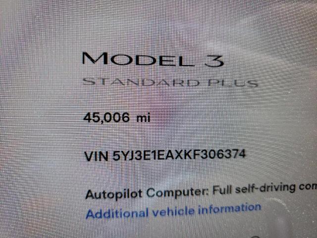 Photo 8 from auction – 2019 TESLA MODEL 3 with VIN 5YJ3E1EAXKF306374