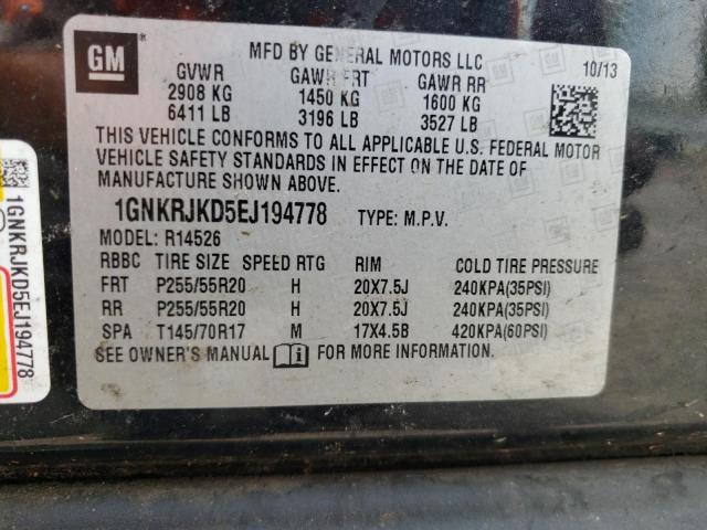 Photo 10 from auction – 2014 CHEVROLET TRAVERSE L with VIN 1GNKRJKD5EJ194778