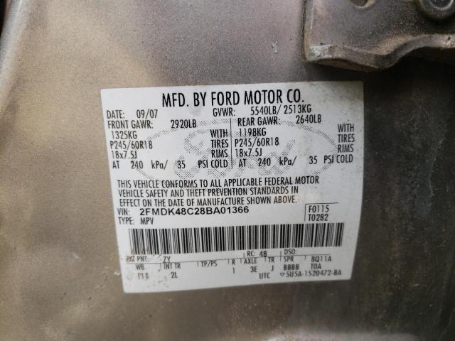 Photo 10 from auction – 2008 FORD EDGE SEL with VIN 2FMDK48C28BA01366
