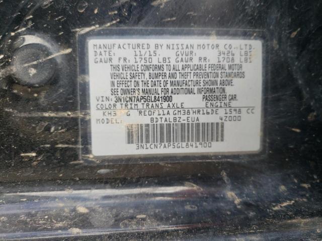Photo 10 from auction – 2016 NISSAN VERSA S with VIN 3N1CN7AP5GL841900