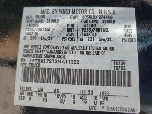 Photo 10 from auction – 2002 FORD F150 with VIN 1FTRX17212NA11322