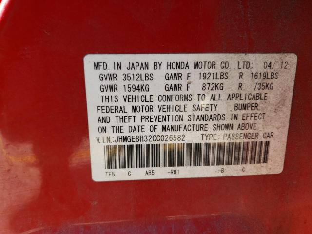 Photo 10 from auction – 2012 HONDA FIT with VIN JHMGE8H32CC026582