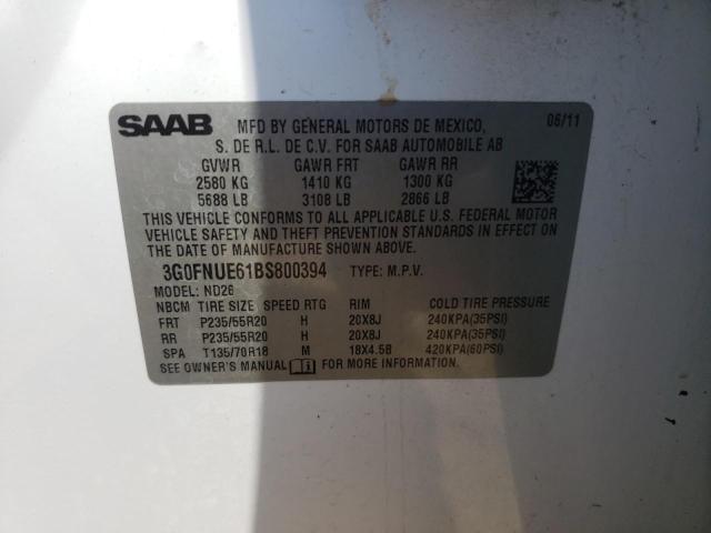 Photo 10 from auction – 2011 SAAB 9-4X AERO with VIN 3G0FNUE61BS800394