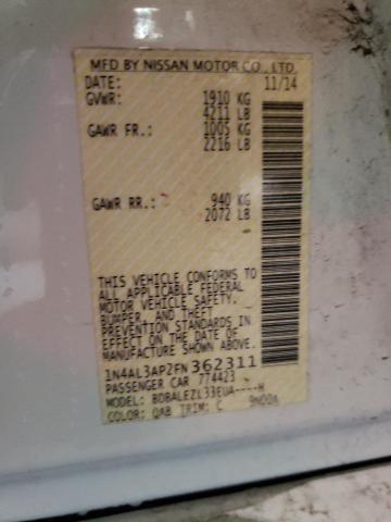 Photo 10 from auction – 2015 NISSAN ALTIMA 2.5 with VIN 1N4AL3AP2FN362311