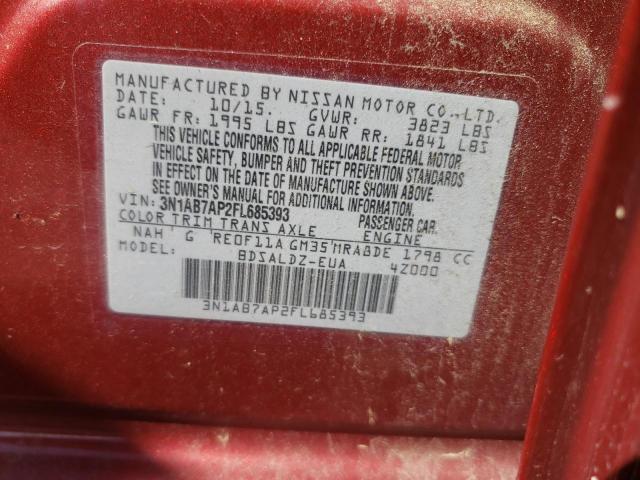Photo 10 from auction – 2015 NISSAN SENTRA S with VIN 3N1AB7AP2FL685393