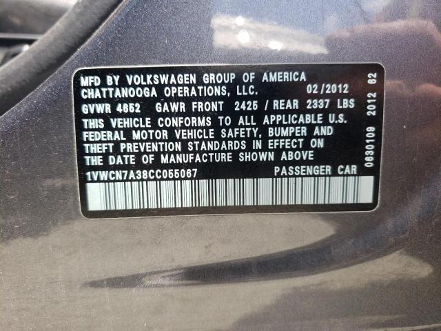 Photo 10 from auction – 2012 VOLKSWAGEN PASSAT SEL with VIN 1VWCN7A38CC055067