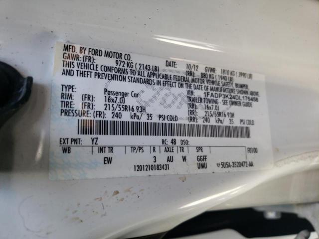 Photo 10 from auction – 2013 FORD FOCUS SE with VIN 1FADP3K24DL176458