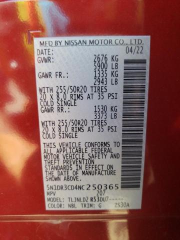Photo 10 from auction – 2022 NISSAN PATHFINDER with VIN 5N1DR3CD4NC250365