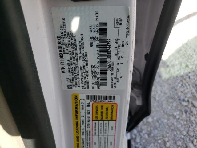 Photo 10 from auction – 2017 FORD FUSION SE with VIN 3FA6P0LU0HR244723