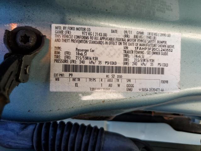 Photo 10 from auction – 2012 FORD FOCUS SE with VIN 1FAHP3F20CL243552