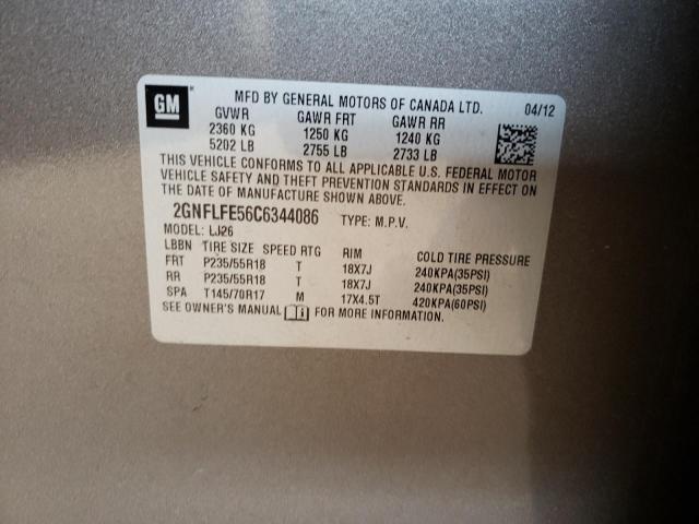 Photo 10 from auction – 2012 CHEVROLET EQUINOX LT with VIN 2GNFLFE56C6344086
