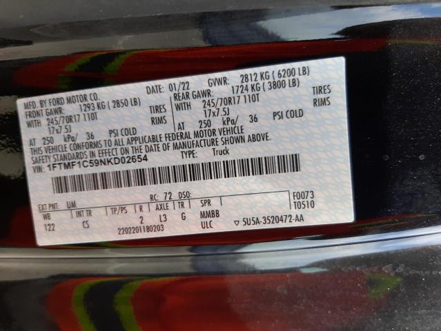 Photo 10 from auction – 2022 FORD F150 with VIN 1FTMF1C59NKD02654