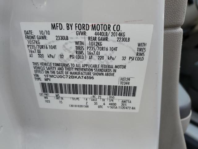 Photo 10 from auction – 2011 FORD ESCAPE XLS with VIN 1FMCU0C72BKA74596