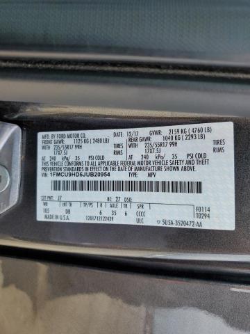 Photo 10 from auction – 2018 FORD ESCAPE SEL with VIN 1FMCU9HD6JUB20954