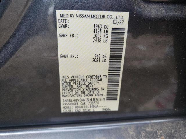 Photo 10 from auction – 2022 NISSAN ALTIMA S with VIN 1N4BL4BV5NN348554