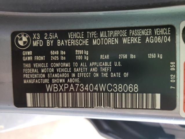 Photo 10 from auction – 2004 BMW X3 with VIN WBXPA73404WC38068