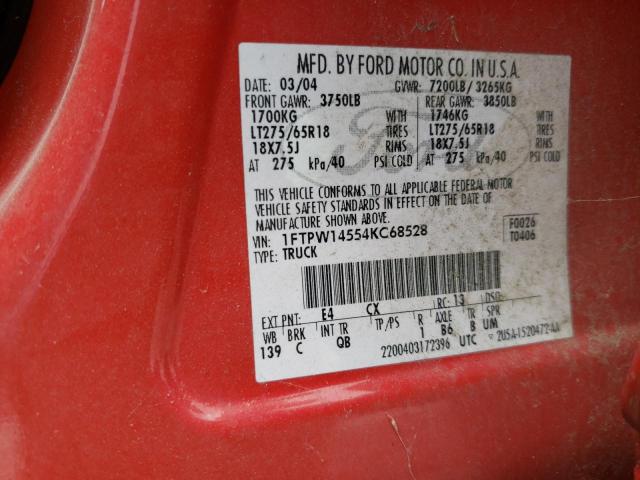 Photo 10 from auction – 2004 FORD F150 SUPER with VIN 1FTPW14554KC68528