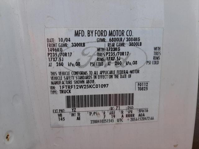 Zdjęcie 10 z aukcji – 2005 FORD F150 z VIN 1FTRF12W25KC01097