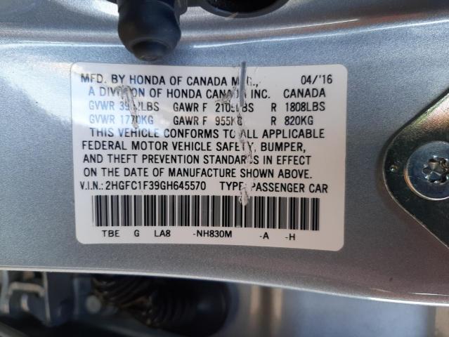 Photo 10 from auction – 2016 HONDA CIVIC EX with VIN 2HGFC1F39GH645570