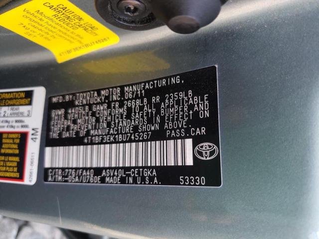 Photo 10 from auction – 2011 TOYOTA CAMRY BASE with VIN 4T1BF3EK1BU745267