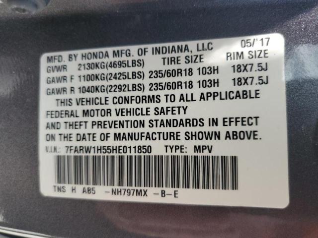 Photo 10 from auction – 2017 HONDA CR-V EX with VIN 7FARW1H55HE011850