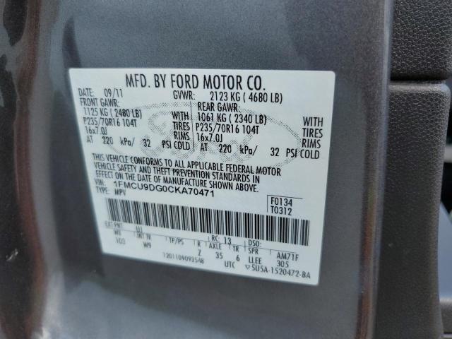 Photo 10 from auction – 2012 FORD ESCAPE XLT with VIN 1FMCU9DG0CKA70471