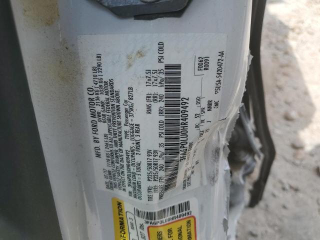 Photo 10 from auction – 2017 FORD FUSION SE with VIN 3FA6P0LU0HR409492