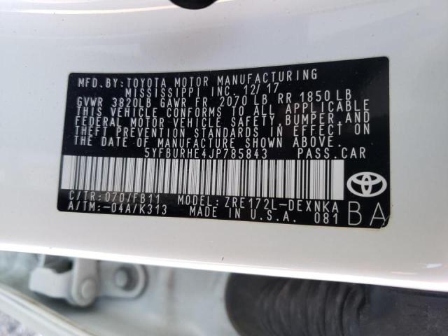 Photo 10 from auction – 2018 TOYOTA COROLLA L with VIN 5YFBURHE4JP785843