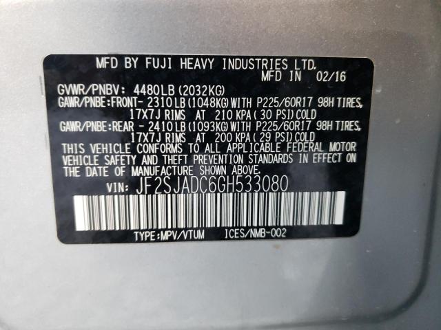 Photo 10 from auction – 2016 SUBARU FORESTER 2 with VIN JF2SJADC6GH533080