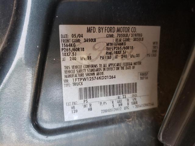 Photo 10 from auction – 2004 FORD F150 SUPER with VIN 1FTPW12574KD21264