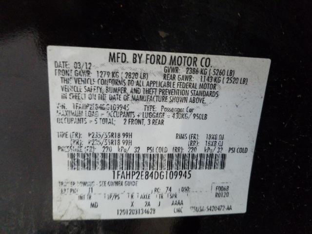 Photo 10 from auction – 2013 FORD TAURUS SEL with VIN 1FAHP2E84DG109945
