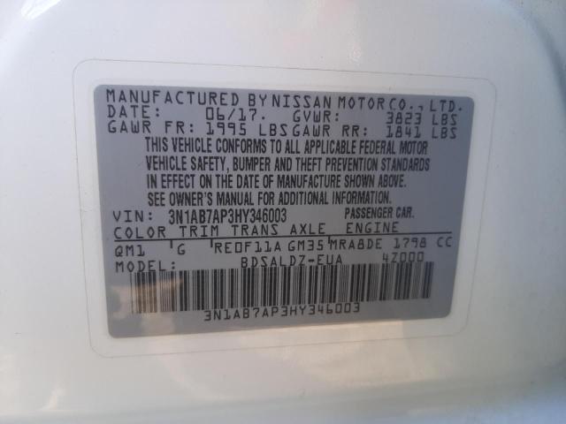 Photo 10 from auction – 2017 NISSAN SENTRA S with VIN 3N1AB7AP3HY346003