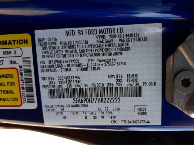 Photo 10 from auction – 2017 FORD FUSION SE with VIN 3FA6P0H77HR222222