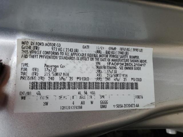 Photo 10 from auction – 2013 FORD FOCUS SE with VIN 1FADP3K28DL210417