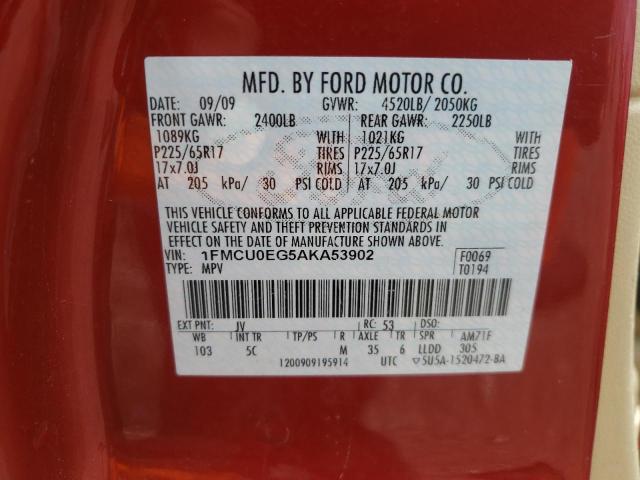 Photo 10 from auction – 2010 FORD ESCAPE LIM with VIN 1FMCU0EG5AKA53902