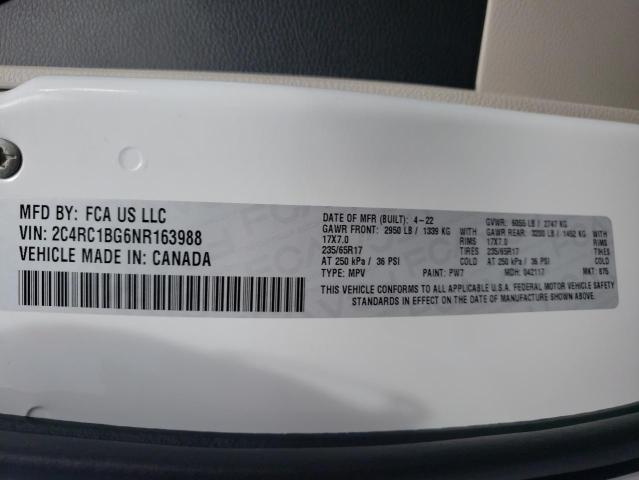 Photo 10 from auction – 2022 CHRYSLER PACIFICA T with VIN 2C4RC1BG6NR163988
