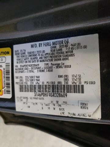 Photo 10 from auction – 2016 FORD FUSION SE with VIN 3FA6P0H74GR328609