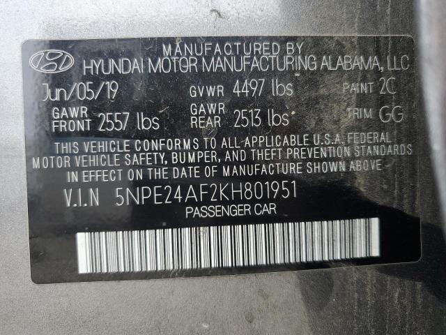 Photo 10 from auction – 2019 HYUNDAI SONATA SE with VIN 5NPE24AF2KH801951