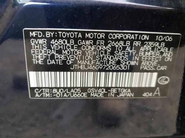 Photo 10 from auction – 2007 LEXUS ES 350 with VIN JTHBJ46G972065301