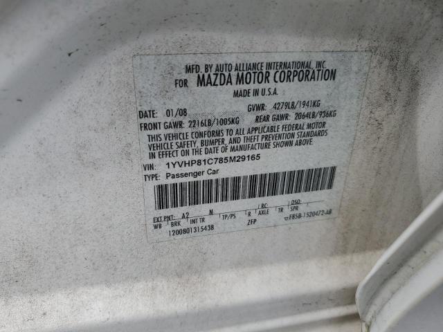 Photo 10 from auction – 2008 MAZDA 6 I with VIN 1YVHP81C785M29165