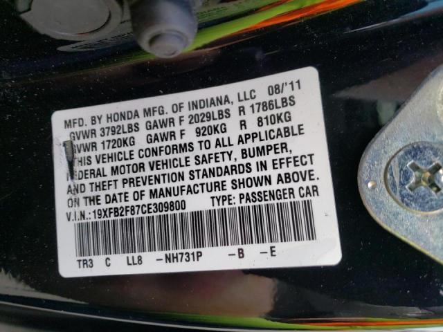 Photo 10 from auction – 2012 HONDA CIVIC EX with VIN 19XFB2F87CE309800