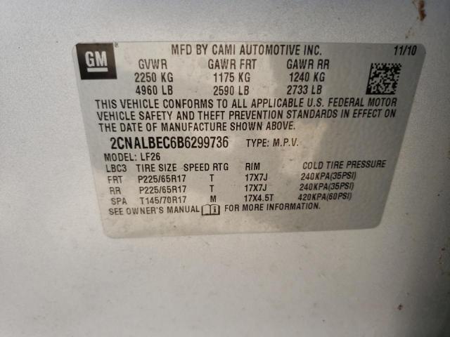 Photo 10 from auction – 2011 CHEVROLET EQUINOX LS with VIN 2CNALBEC6B6299736