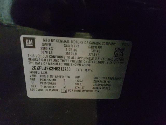 Photo 10 from auction – 2017 GMC TERRAIN SL with VIN 2GKFLUEK3H6312730