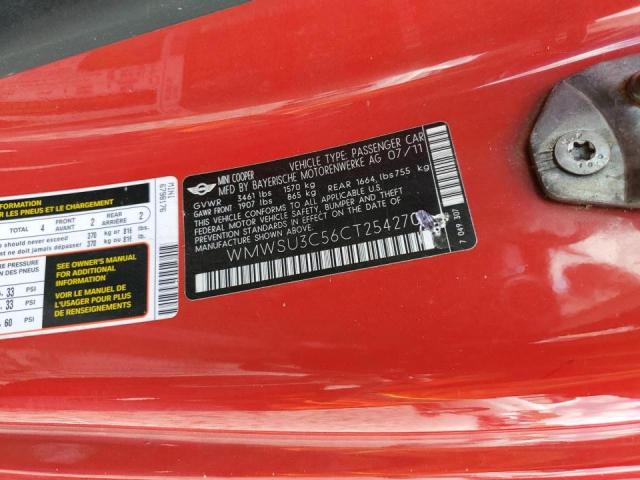 Photo 10 from auction – 2012 MINI COOPER with VIN WMWSU3C56CT254270
