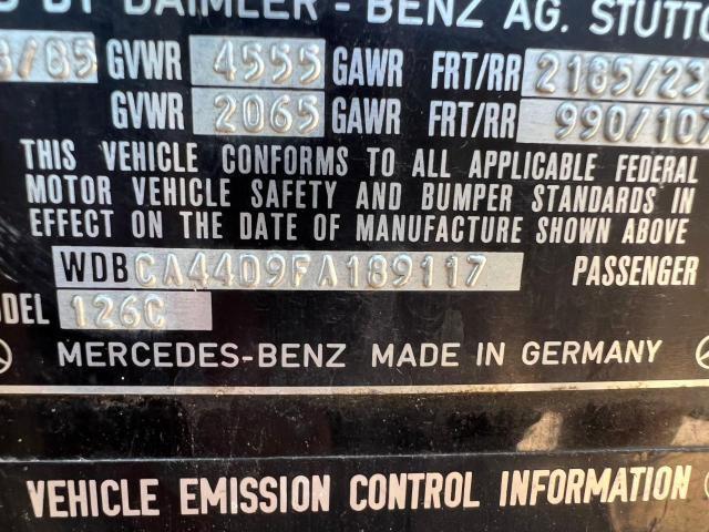 Photo 10 from auction – 1985 MERCEDES-BENZ 500 SEC with VIN WDBCA44D9FA189117